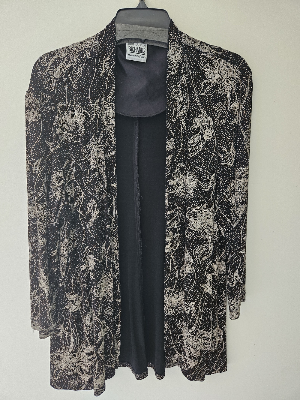 R&M Richards Black & Gold Petite Floral Cardigan